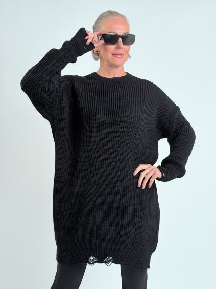 Čierne svetrové šaty ROSS