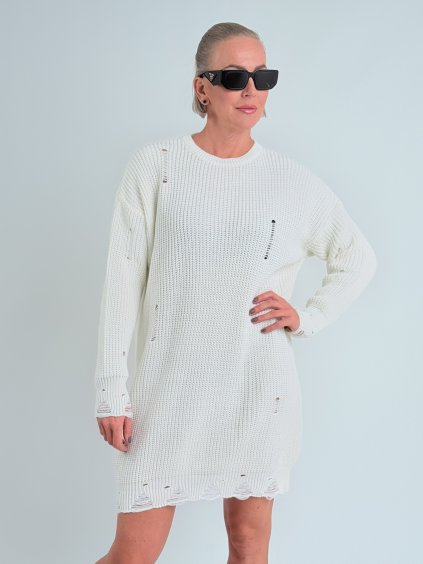 Krémové svetrové šaty ROSS
