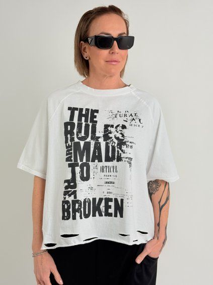 Biele tričko BROKEN