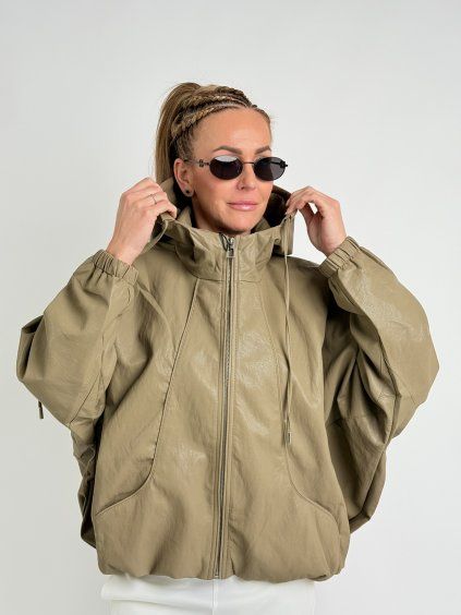 Khaki kožená bunda ROLAND