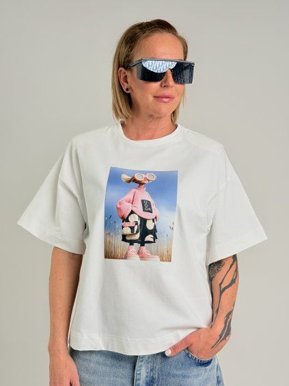 Krémové tričko LINDA