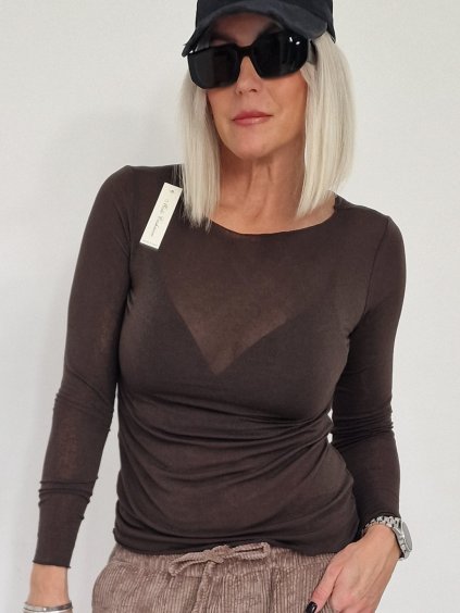 Tmavohnedá kašmírová košeľa Cash