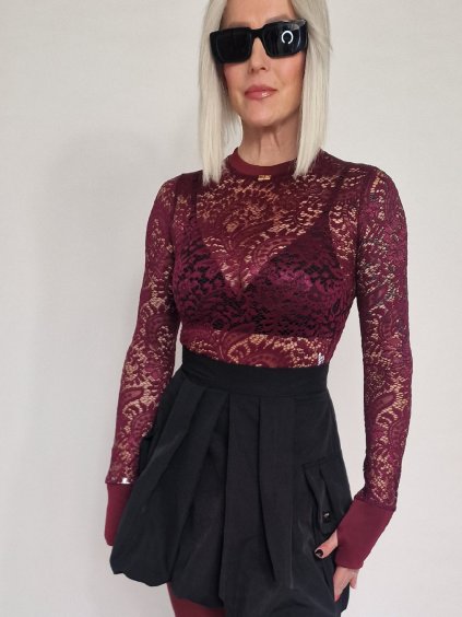 Bordó čipkované body CORDOBA