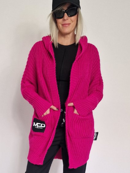 Fuchsiový sveterový kardigan NOT (Farba Fuchsia, Veľkosť oblečenia UNI S-XL)