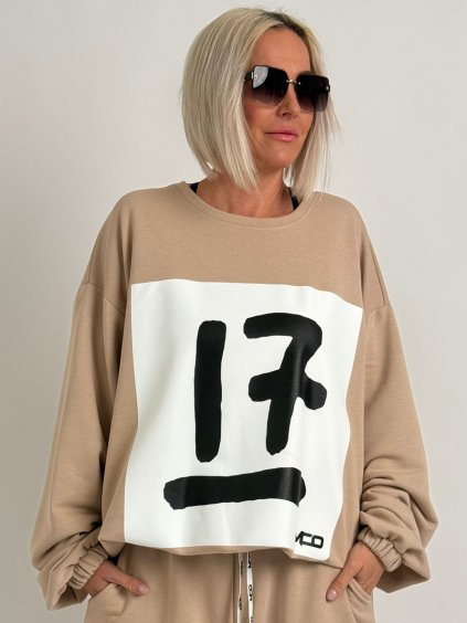 Béžová mikina SEVENTEEN (Farba Béžová, Veľkosť oblečenia UNI S-XL)