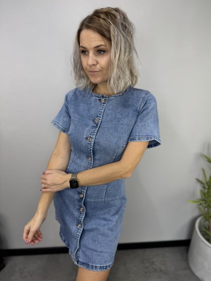 Džínové šaty s krátkým rukávem