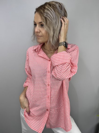 Károvaná košile s prodlouženým střihem