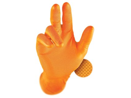 Jednorázové rukavice GRIPPAZ® 246  - oranžová (Velikost 08, Barva oranžové odstíny)