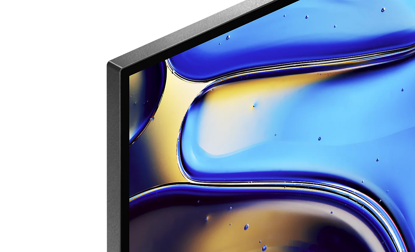 Detail rohu téměř neviditelného rámečku a tenkého profilu televizoru Sony BRAVIA 8A