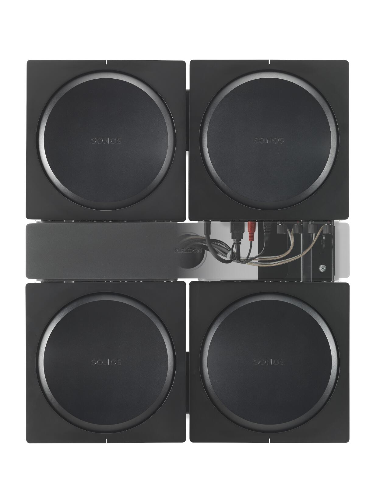 Flexson Sonos Amp držák na zeď 4× Amp — pohled zpředu
