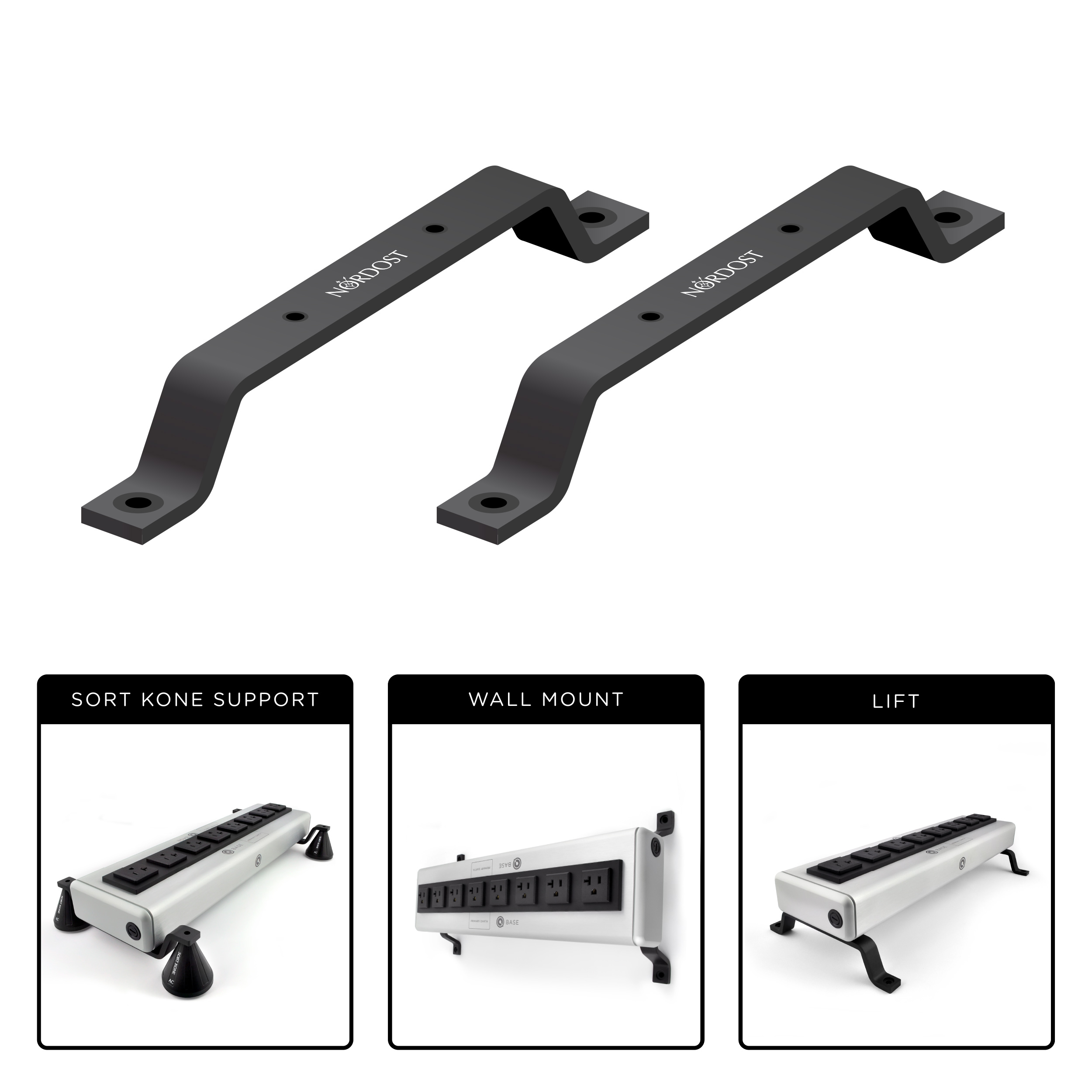 Nordost QStand s jednotkou QBASE Mark II usazenou na kuželkách Sort Kones