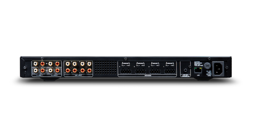 Zadní panel NAD CI 8-120 DSP s konektory Phoenix a vstupy RCA