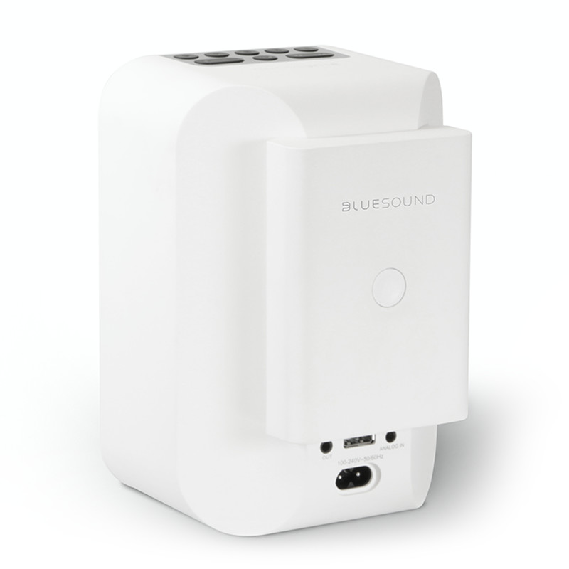 Bluesound BP100 v bílém provedení z boku