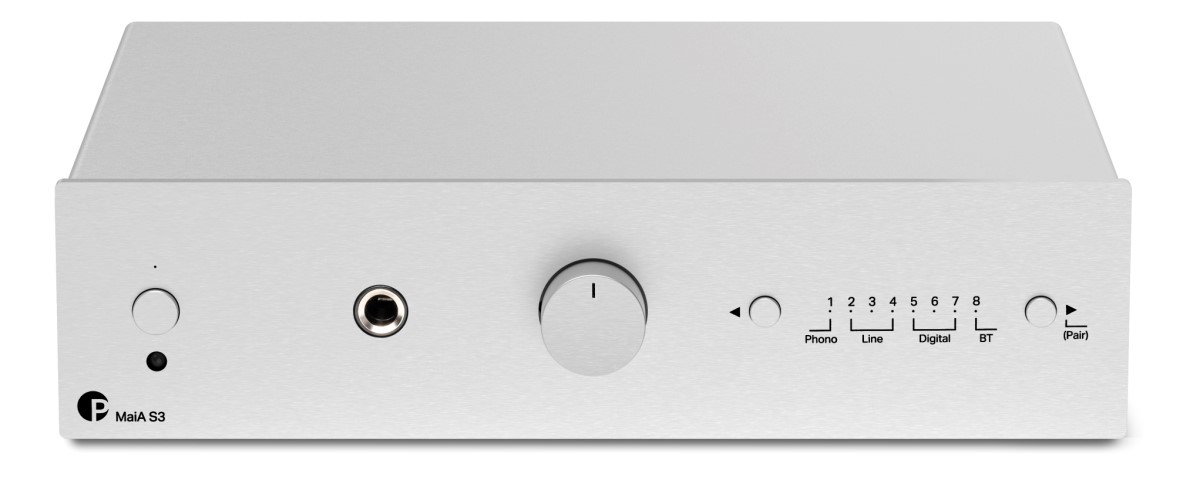 Detail předního panelu Pro-Ject MAIA S3 se sluchátkovým výstupem
