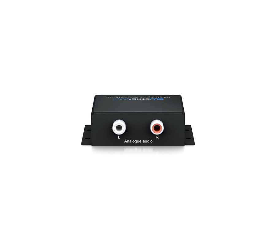 Blustream PAC500AU audio extender — vysílací a přijímací jednotka