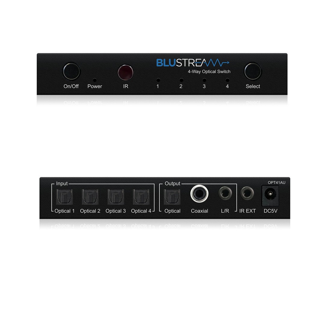 Blustream OPT41AU optický audio přepínač čelní pohled