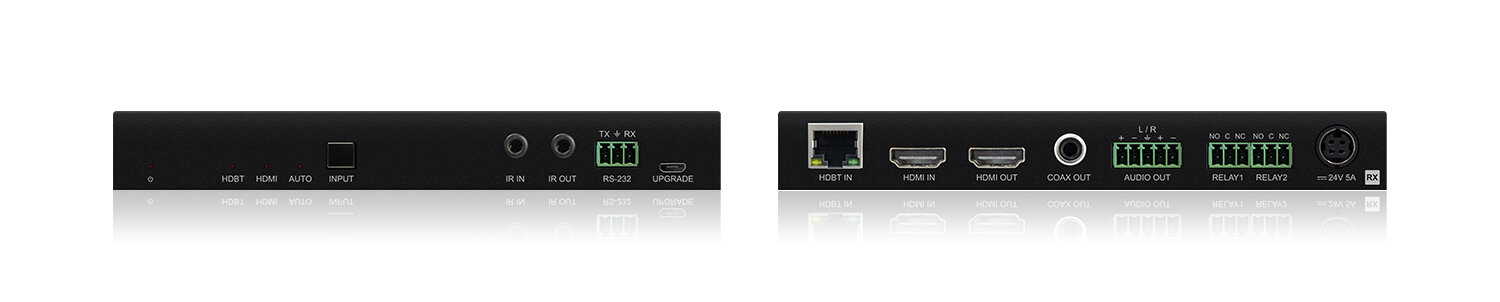 Blustream HEX70HDU-KIT — detail vysílače s vstupy HDMI, USB-C a DisplayPort