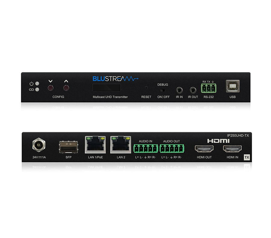 Blustream AV převodník IP250UHD-TX, vysílač AV-over-IP s předním OLED displejem