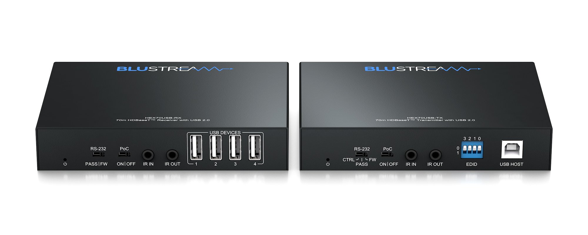 Blustream HEX70USB-KIT připravený k propojení se zdrojem a obrazovkou