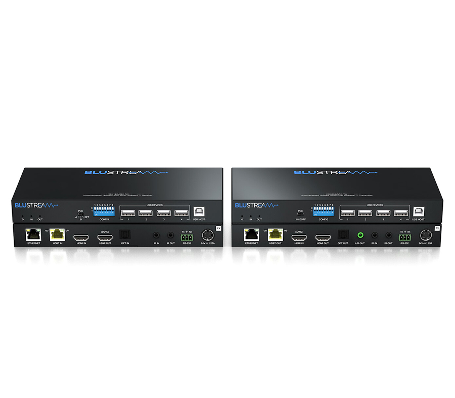 Blustream HEX18GARC-KIT — dvojice HDBaseT vysílače a přijímače s HDMI, CAT a audio konektory