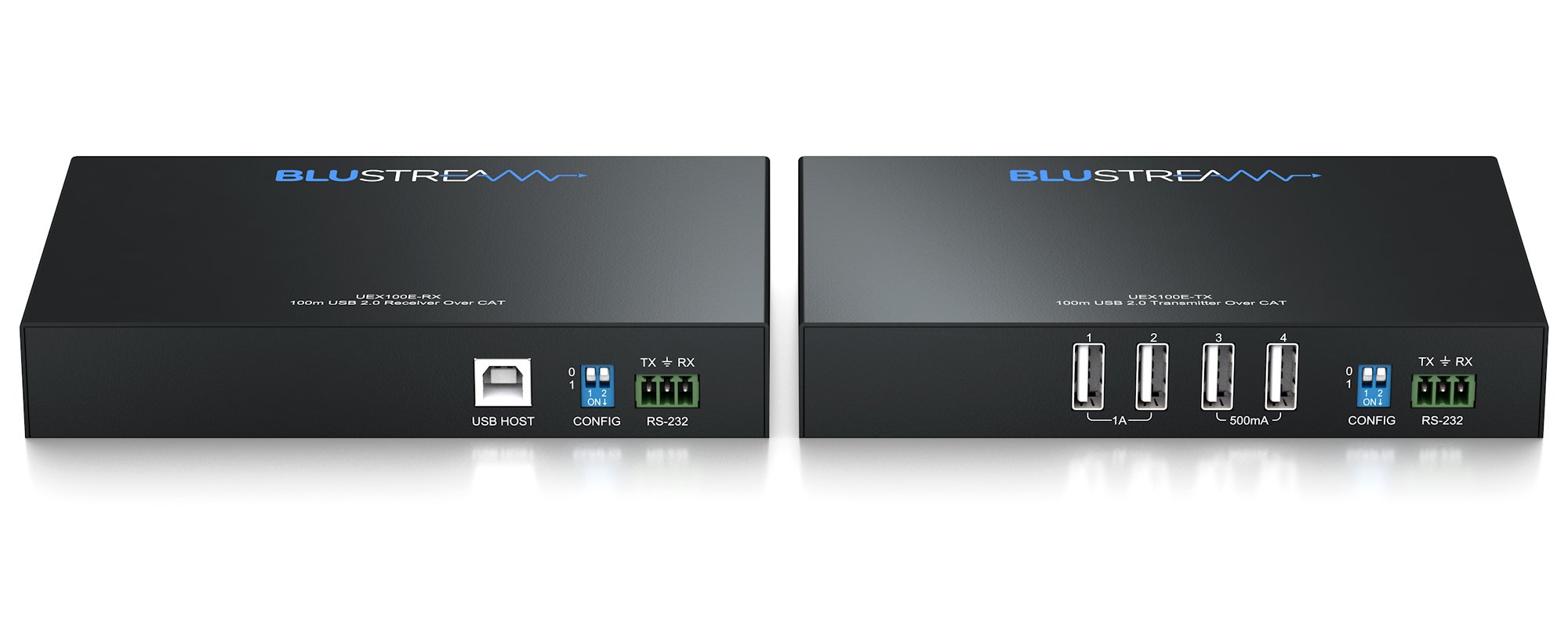 Blustream UEX100E-KIT připravený k propojení hostitele se vzdálenými periferiemi