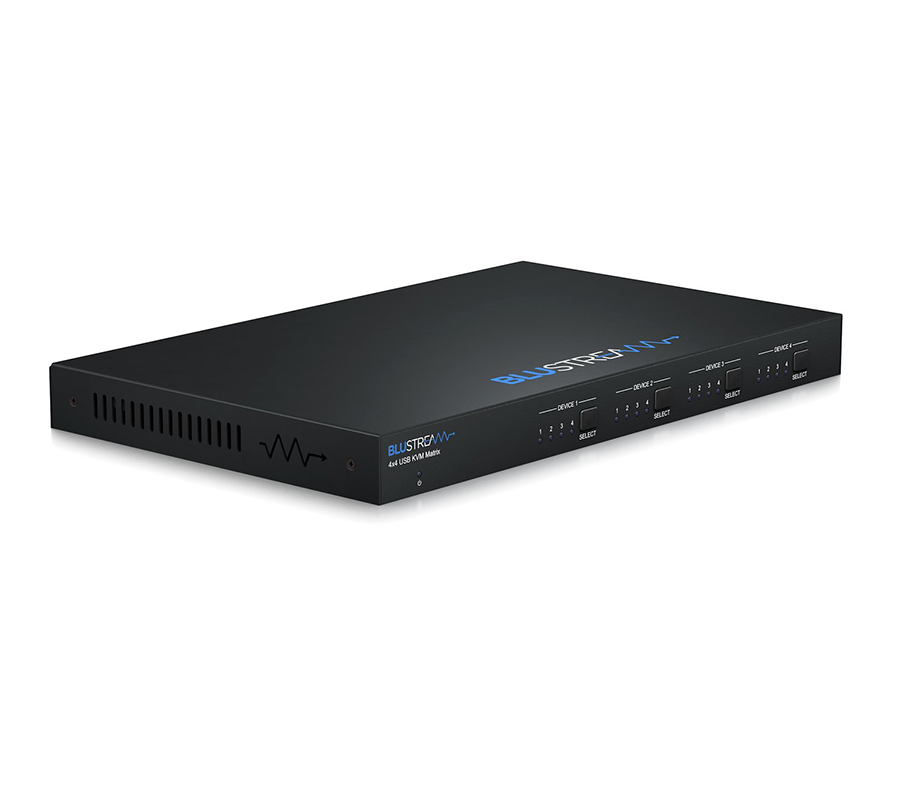 Detail GPIO a RS-232 konektorů na přepínači Blustream MX44KVM