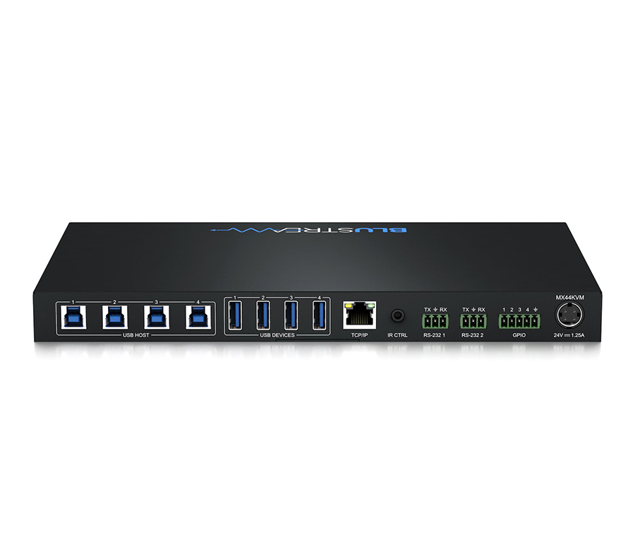Blustream USB přepínač MX44KVM v rackovém provedení s předním ovládacím panelem