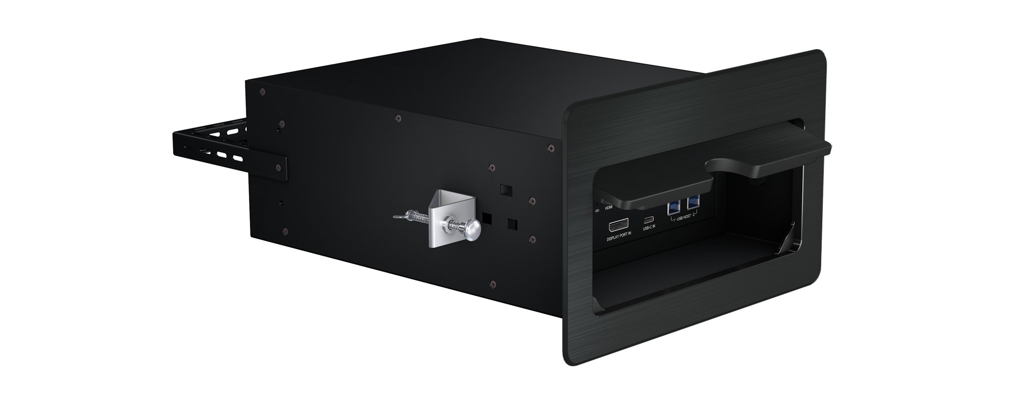 Schéma instalace: zdroj, HDBaseT vysílač HEX70HDUK-KIT, CAT kabel a přijímač u zobrazovače