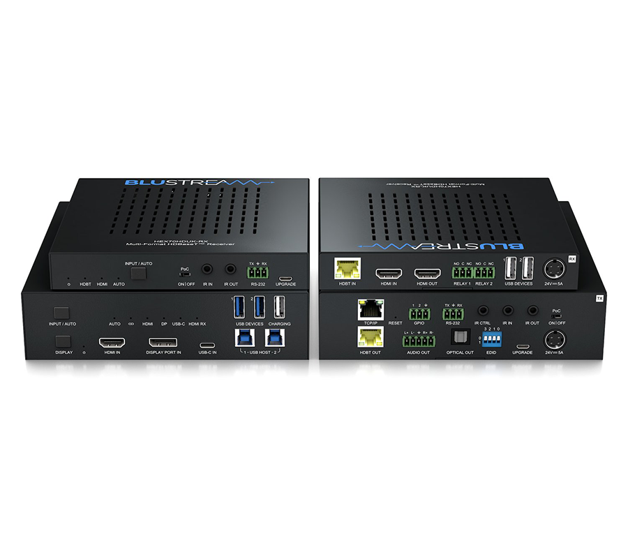 Blustream HDMI extender HEX70HDUK-KIT — dvojice zařízení, HDBaseT vysílač a přijímač pro přenos HDMI po CAT kabelu