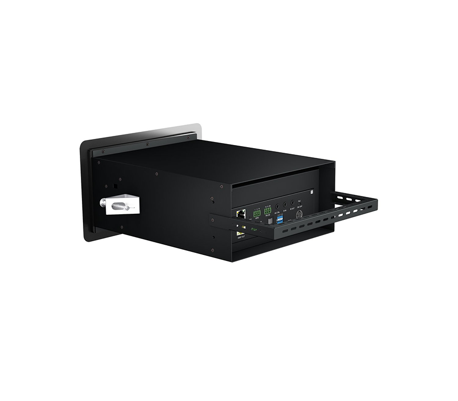 Blustream HEX70HDUK-TT — pohled na ocelovou konstrukci krytu s univerzálním držákem kabelů