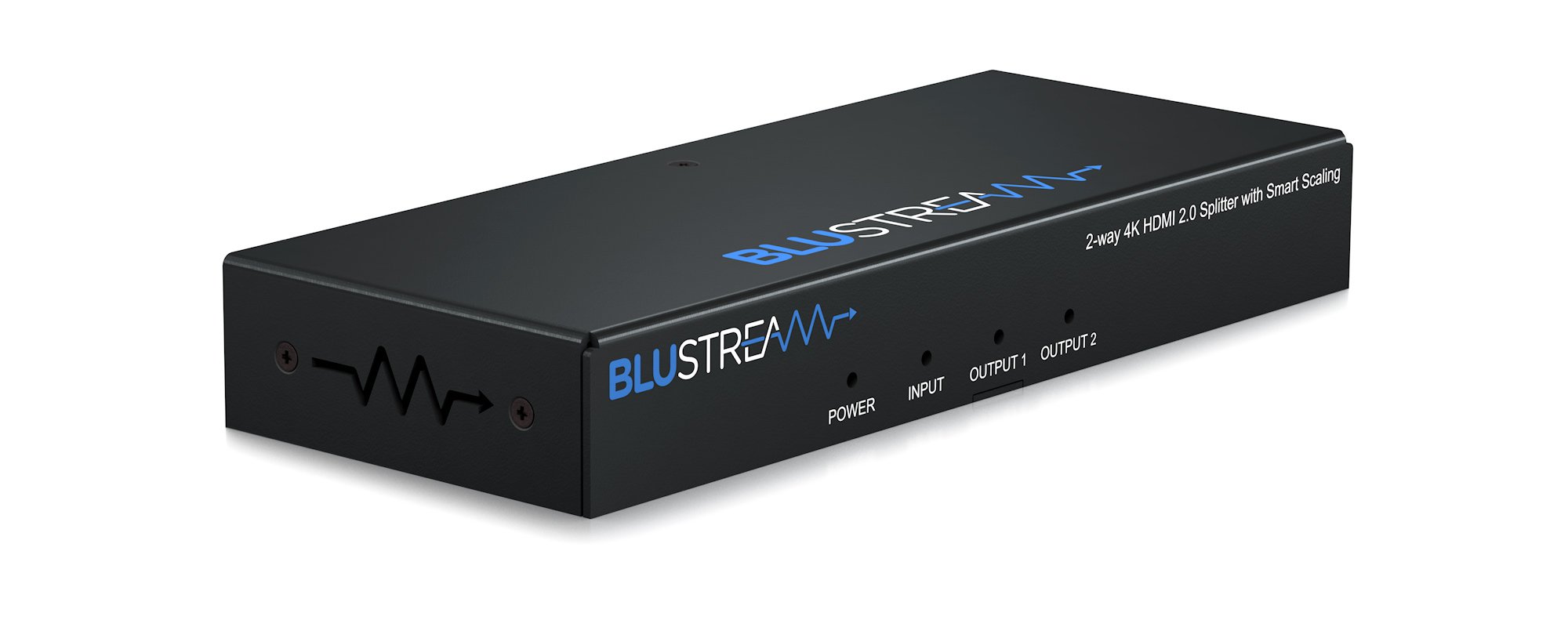 Detail HDMI vstupu a dvou výstupů rozbočovače Blustream SP12CS