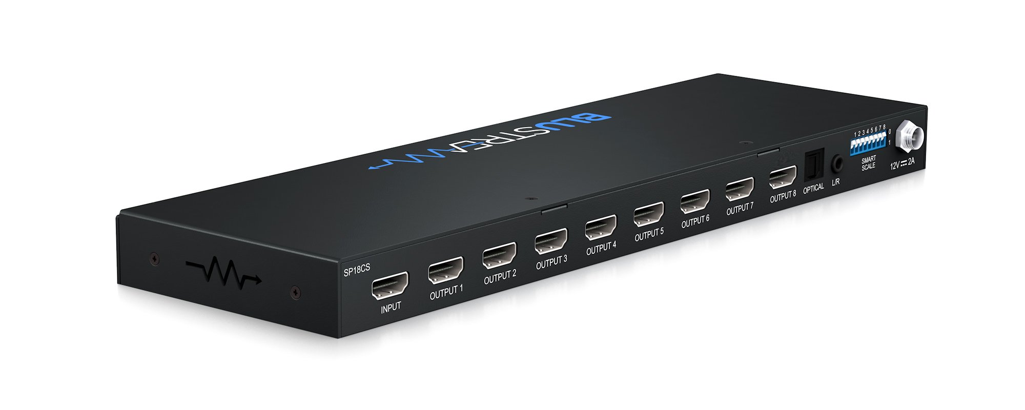 Blustream SP18CS v rozvaděči jako součást širší distribuční sestavy