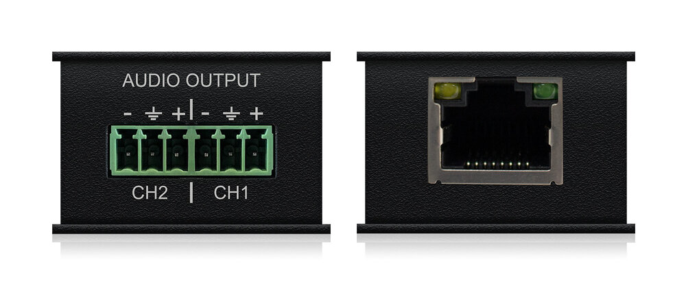 Blustream DA11D Dante převodník s analogovými audio konektory a ethernetovým portem na čelní straně