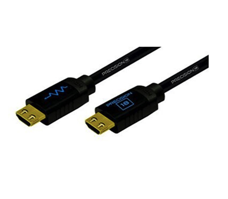 Blustream Precision 18Gb/s HDMI kabel zapojený mezi přehrávačem a televizorem