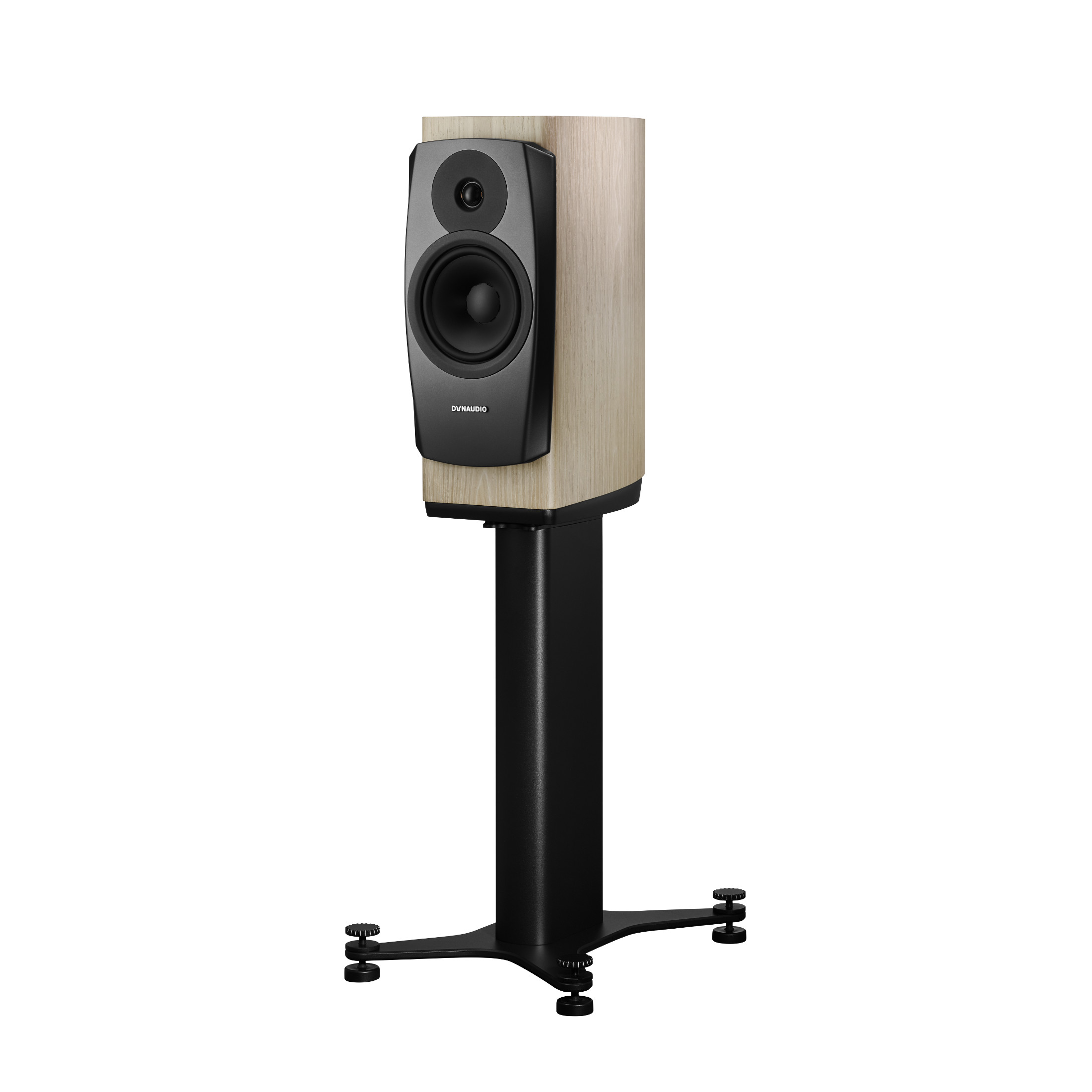 Dynaudio Confidence 20 — pohled ze strany, detail zadního panelu s reproduktorovými terminály