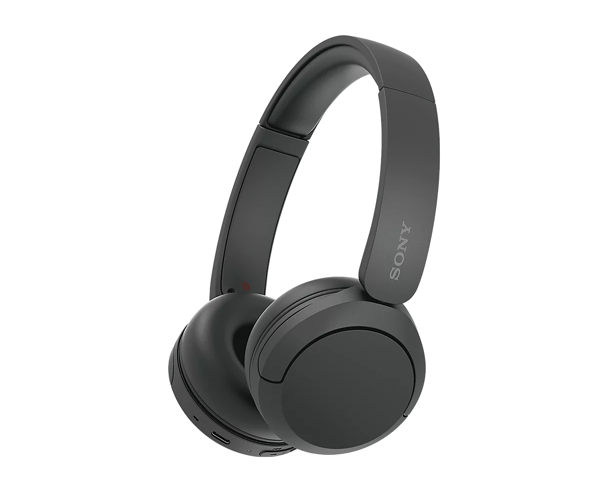 Bezdrátová nausní sluchátka Sony WH-CH520 v černém provedení z čelního pohledu