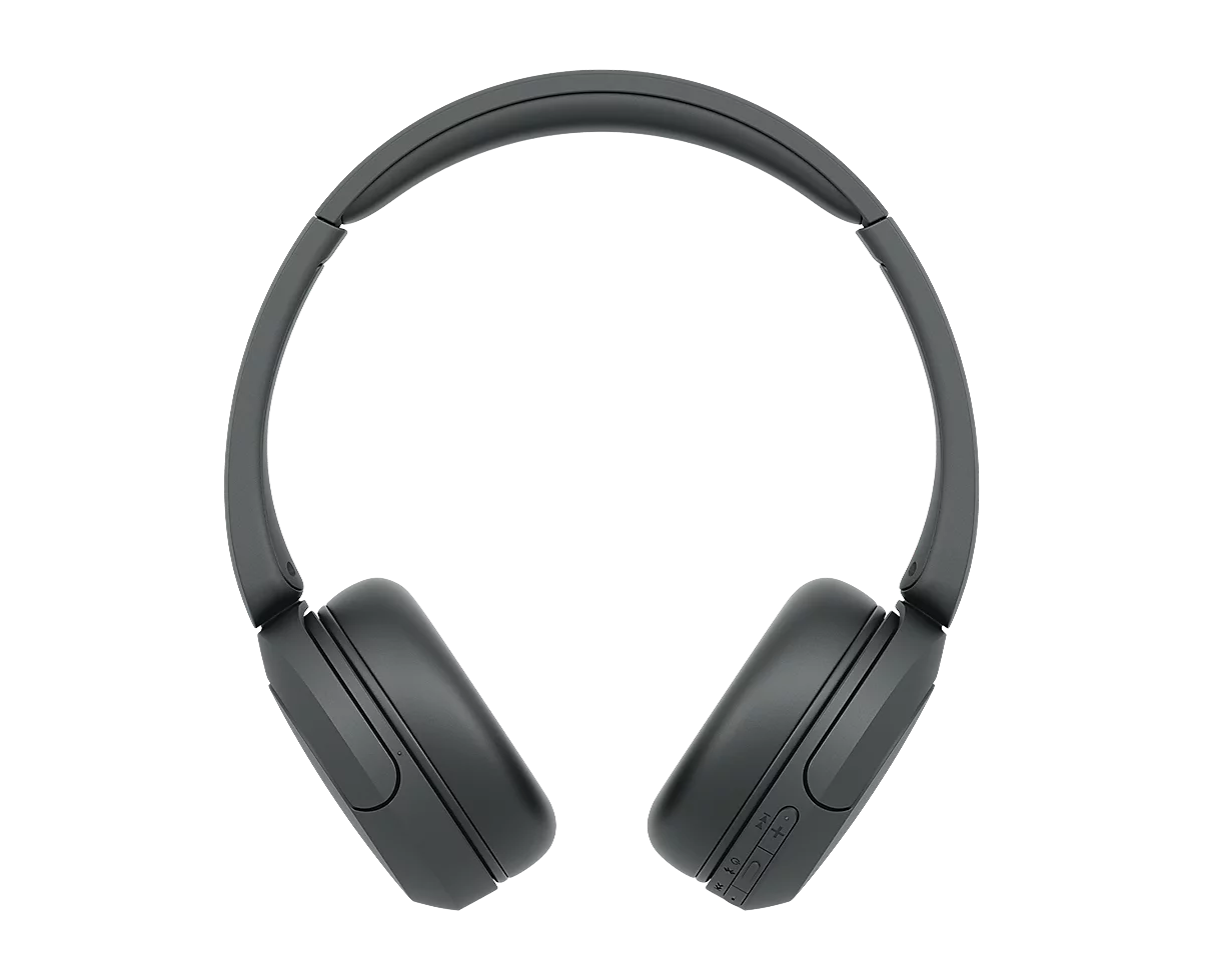 Detail náhlavního oblouku a mušle sluchátek Sony WH-CH520 v černé barvě