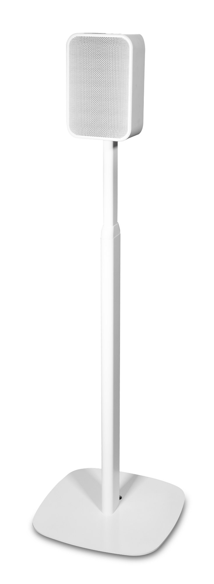 Detail ocelové základny a sloupku stojanu Bluesound FS230