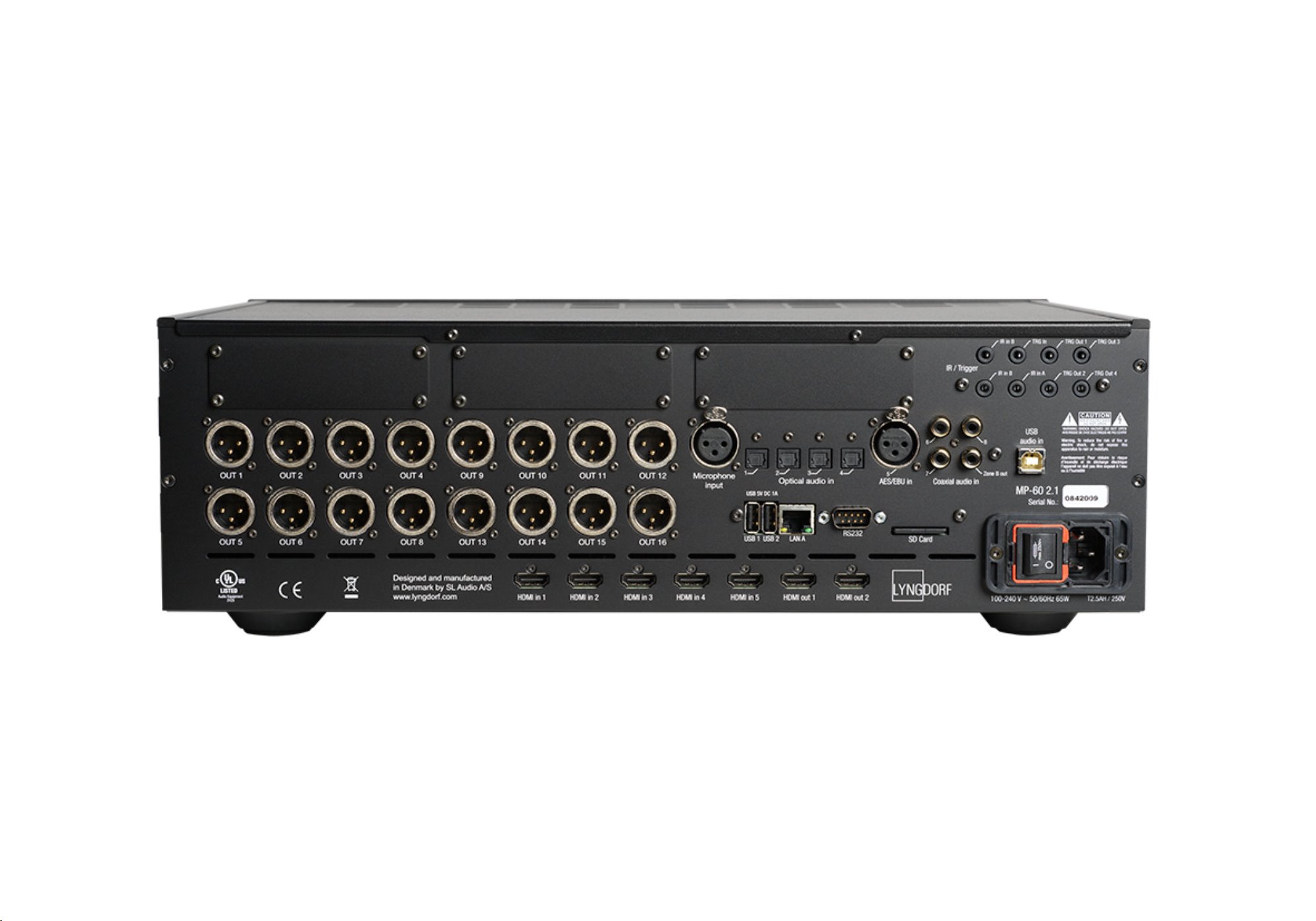 Lyngdorf MP-60 2.1 zadní panel vstupy a výstupy