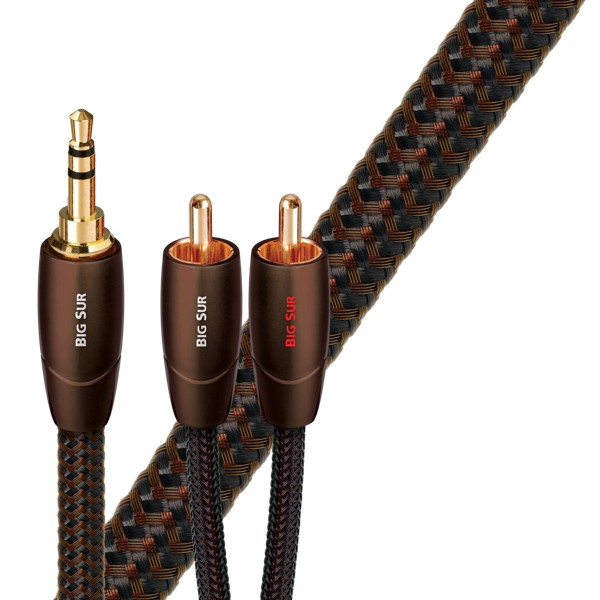 Kabel Audioquest Big Sur JR 3,5 mm - RCA — celkový pohled na 3,5mm jack a dvojici RCA konektorů