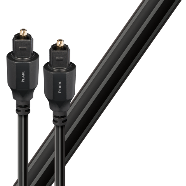 AudioQuest Pearl Optilink Toslink zapojený mezi televizí a subwooferem