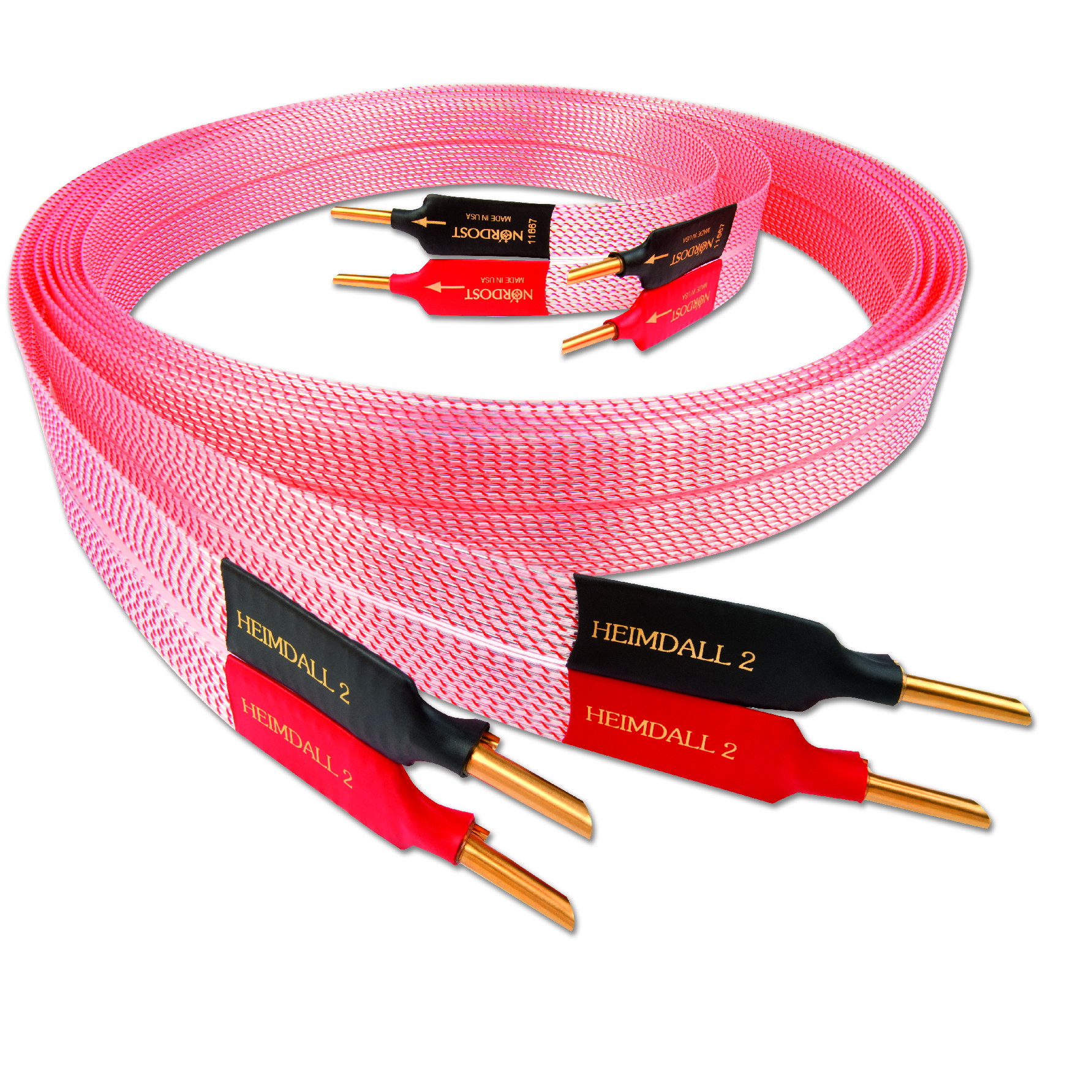 Reproduktorový kabel Nordost Heimdall 2 se zakončením banánky — detail