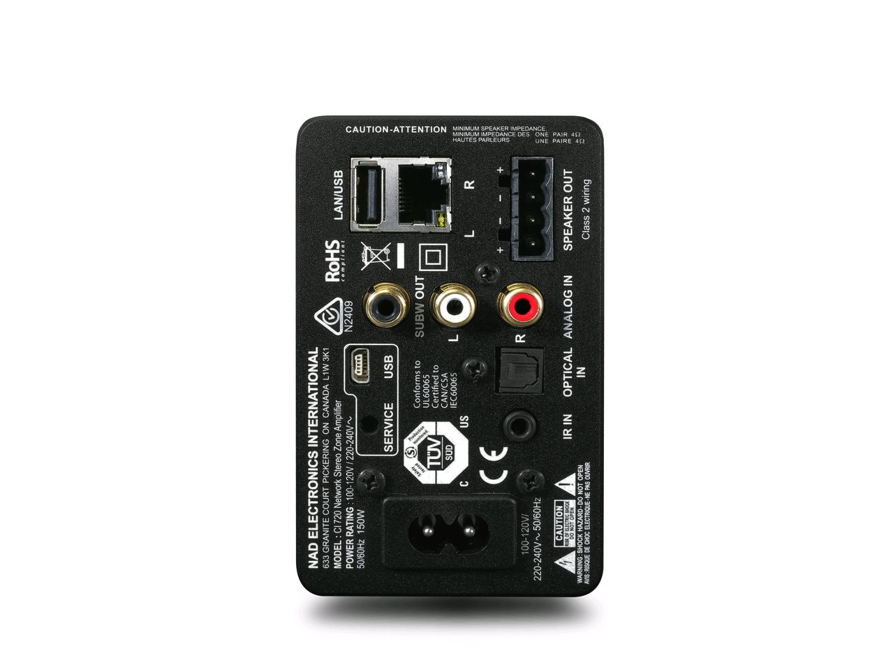 NAD CI 720 V2 — pohled na modul o výšce 3U určený pro rackovou instalaci