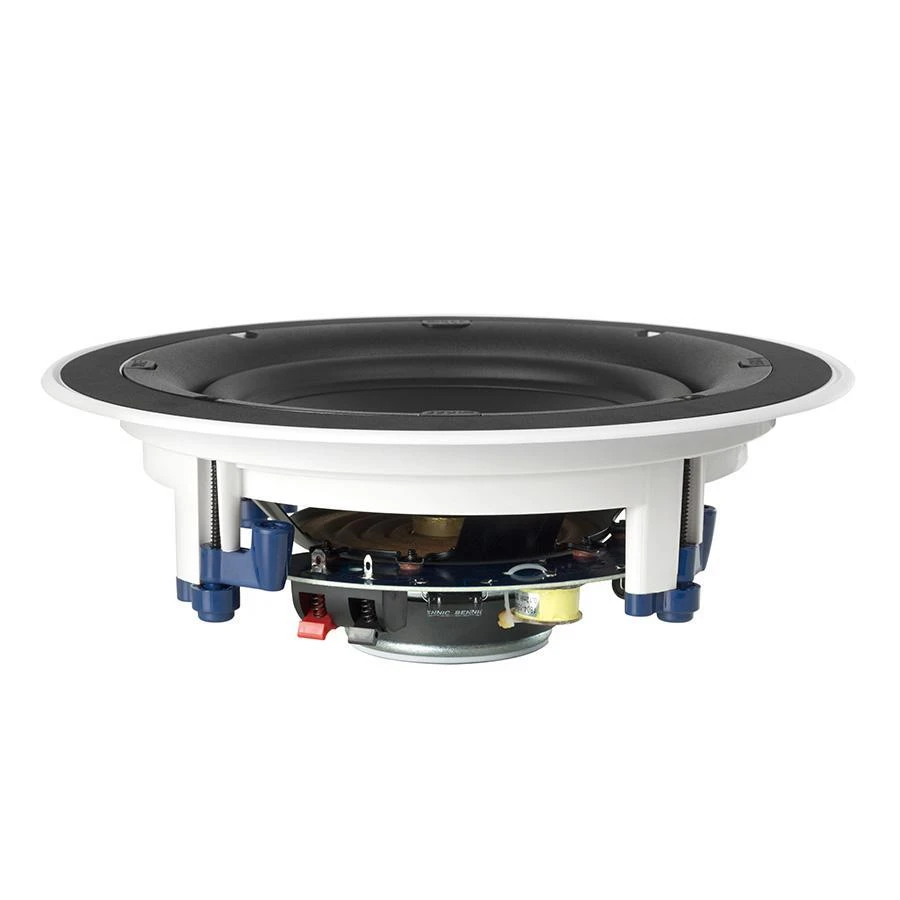 KEF Ci 200ER z boku s viditelnými klipy a celou konstrukcí košíku