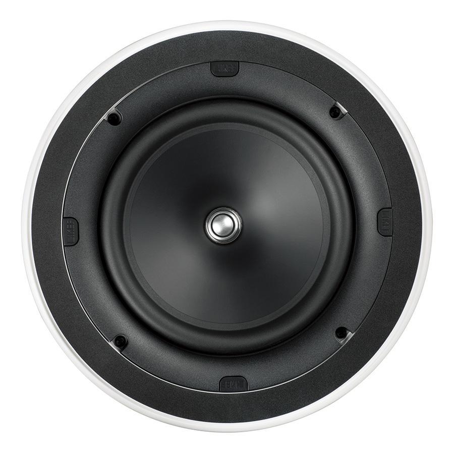 KEF Ci 200ER zepředu bez mřížky — viditelný 200mm měnič Uni-Q® s centrálním hliníkovým výškovým měničem