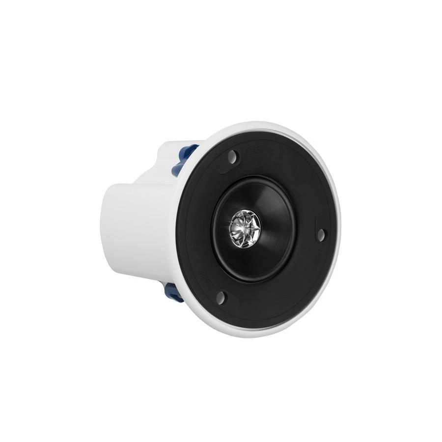 Boční řez KEF Ci100.2QR s viditelným koaxiálním Uni-Q® měničem a instalačními modrými klipy