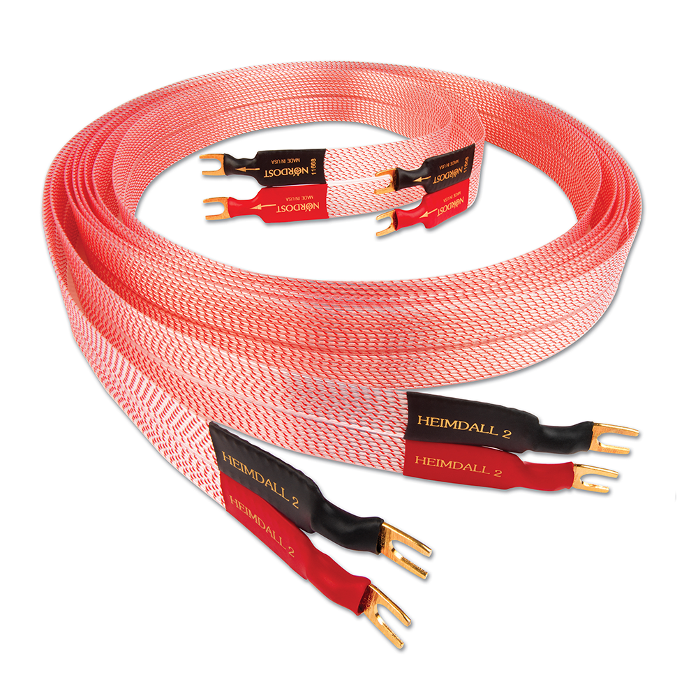Reproduktorový kabel Nordost Heimdall 2 se zakončením vidlicemi — detail