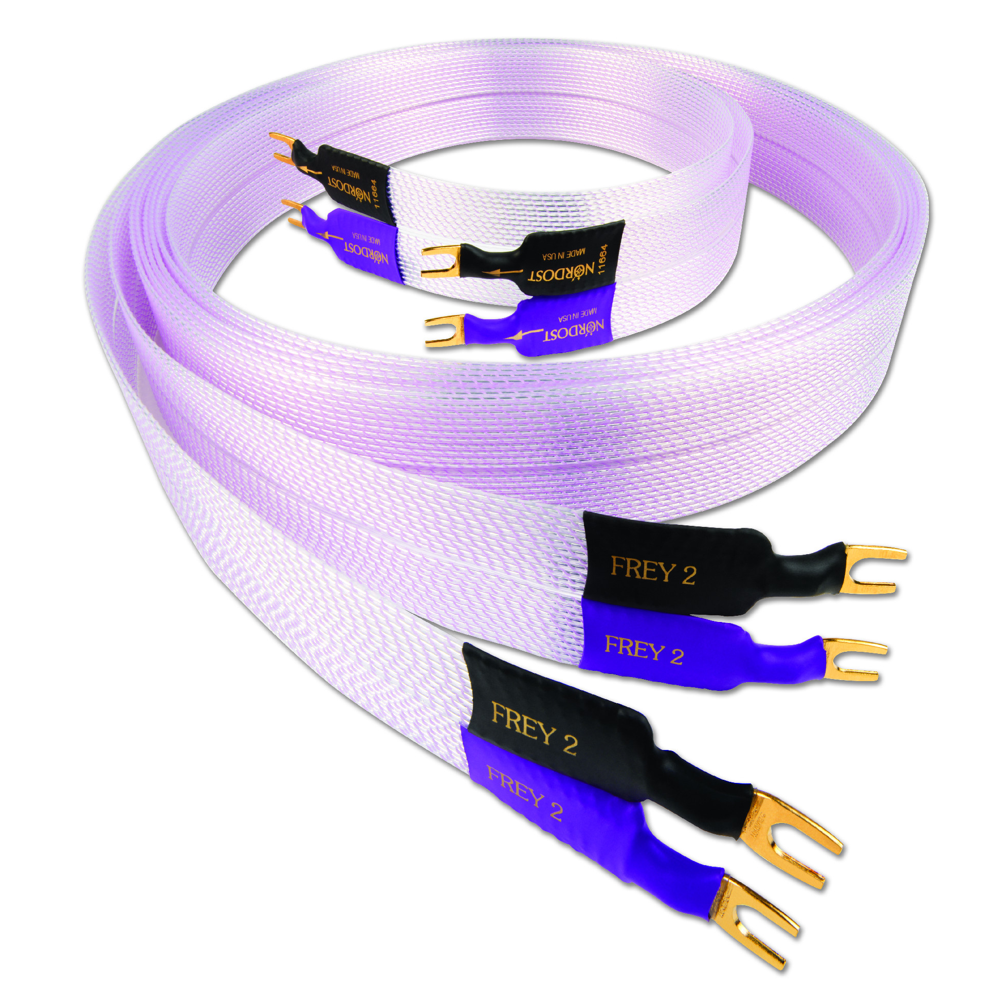 Reproduktorový kabel Nordost Frey 2 se zakončením vidlicemi — detail