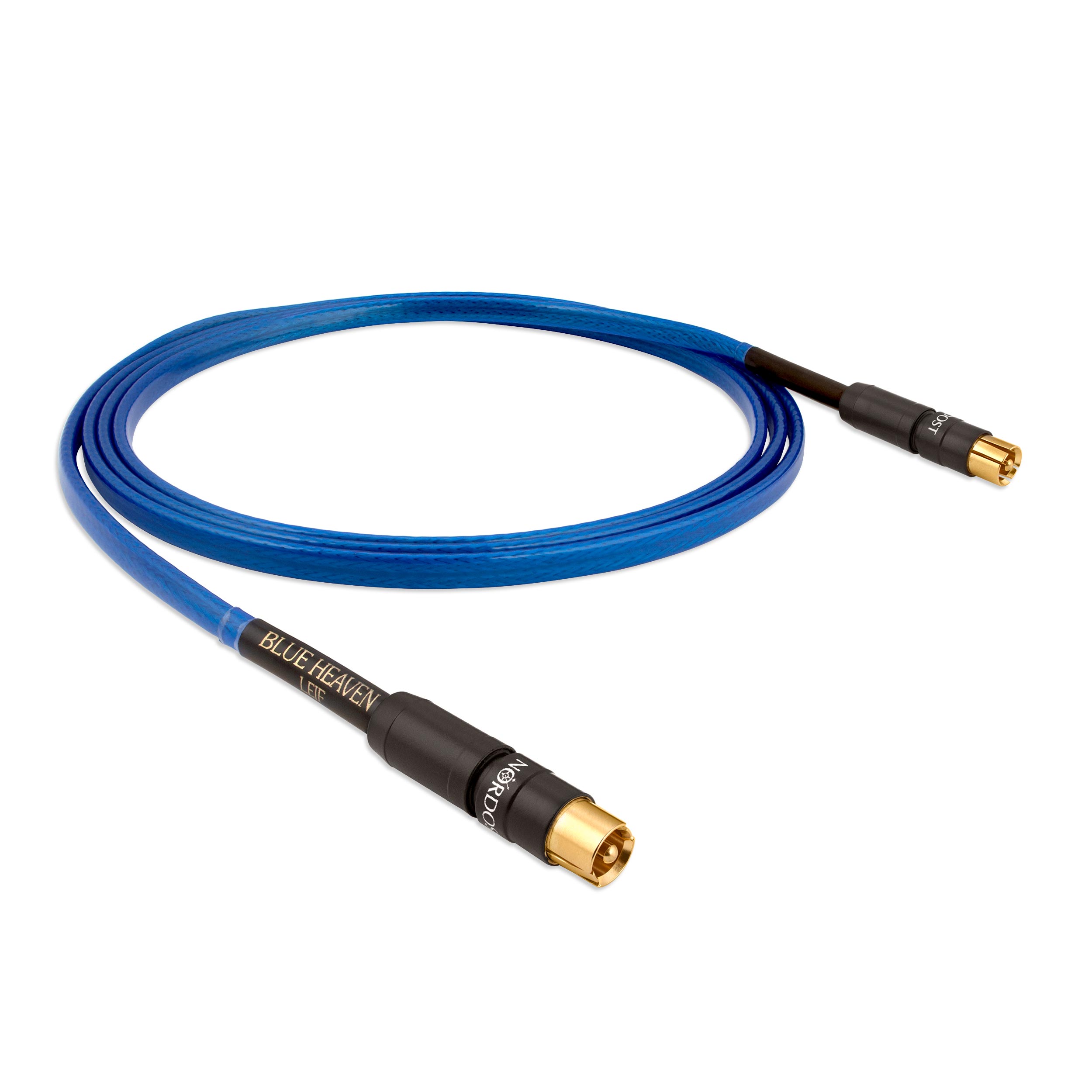 Hero foto subwooferového kabelu Nordost Blue Heaven Straight s konektory RCA