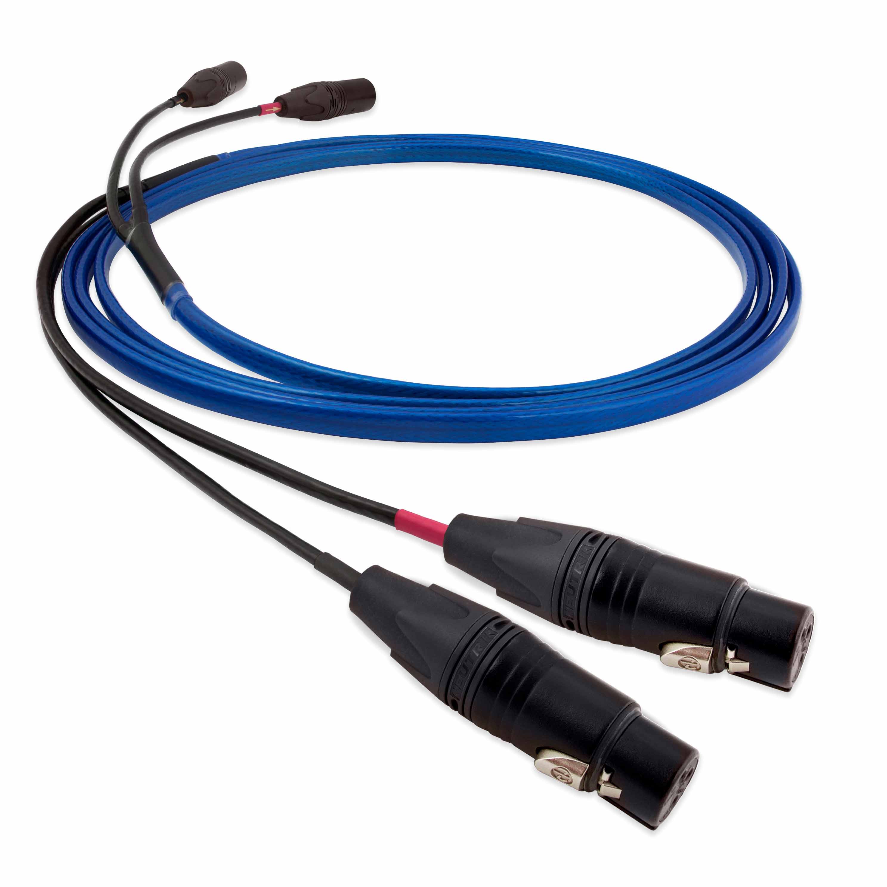 Subwooferový kabel Nordost Blue Heaven v konfiguraci Y na Y se čtyřmi XLR konektory
